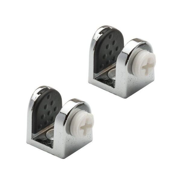 Tırnak Metal Cam Raf Tutucu(Plastik Vidalı Max. 8 mm) Tırnak Metal Cam Raf Tutucu - Krom