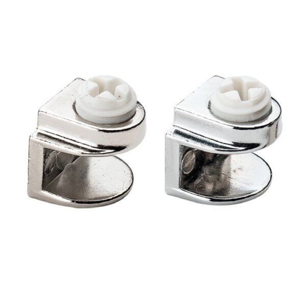 Metal Cam Raf Tutucu Düz(Plastik Vidalı Max. 8 mm) Metal Cam Raf Tutucu Düz - Nikel