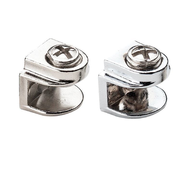 Metal Cam Raf Tutucu Düz(Metal Vidalı Max. 8 mm) Metal Cam Raf Tutucu Düz - Krom