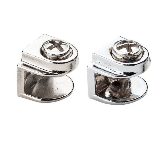 Metal Cam Raf Tutucu Düz(Metal Vidalı Max. 8 mm) Metal Cam Raf Tutucu Düz - Krom