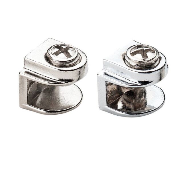 Metal Cam Raf Tutucu Düz(Metal Vidalı Max. 8 mm) Metal Cam Raf Tutucu Düz - Nikel