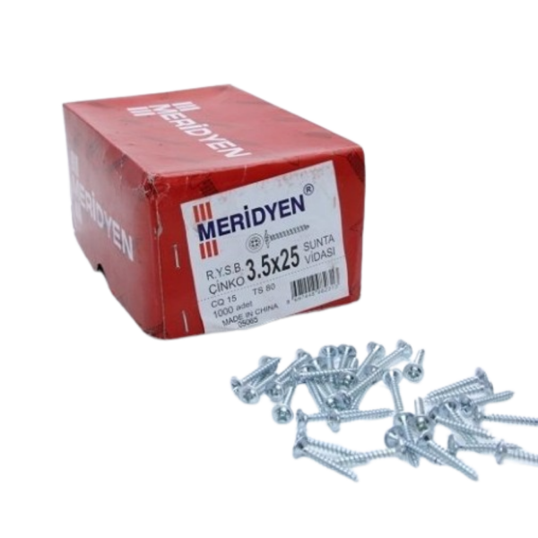 Meridyen Arkalık Vidası 3,5x25 (1000 Adt)