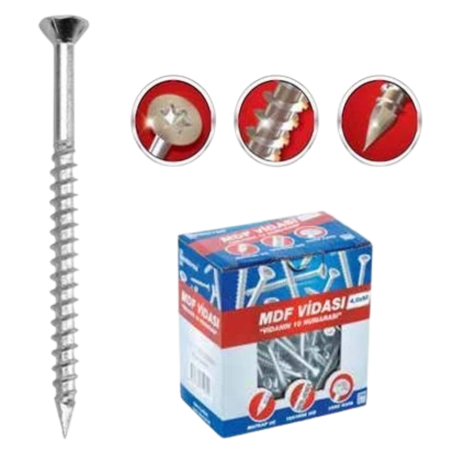 Meridyen MDF Vidası 4x50 (200 Adt)