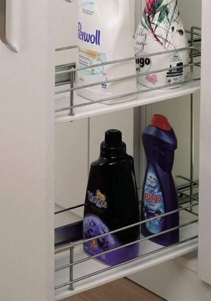 Yandan Teleskopik Frenli Raylı Ahşap Tabanlı Şişelik - Deterjanlık