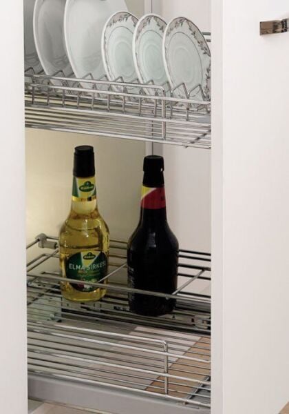 Frenli Raylı Tabaklık - Şişelik Bölmeli İki Sepetli Ünite