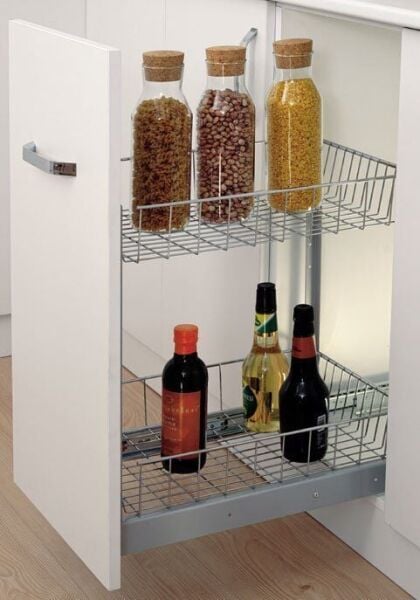 Frenli Raylı Demonte Tezgah Altı Ünite 2 Sepetli