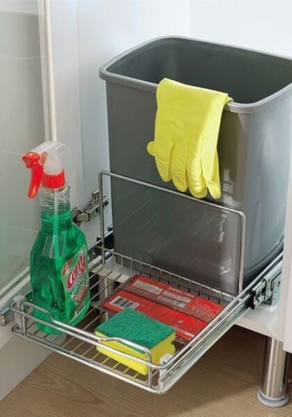 Teleskopik Raylı Plastik Çöp Kovası 16 lt Süngerli