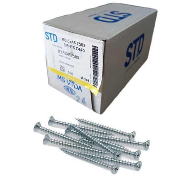 STD SUNTA VİDASI BEYAZ 3,5x45 (500 Adt)