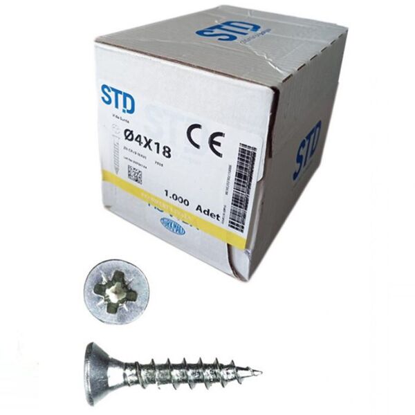 STD SUNTA VİDASI BEYAZ 4x18 (1000 Adt)