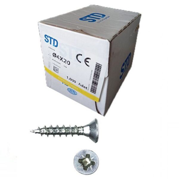 STD SUNTA VİDASI BEYAZ 4x20 (1000 Adt)