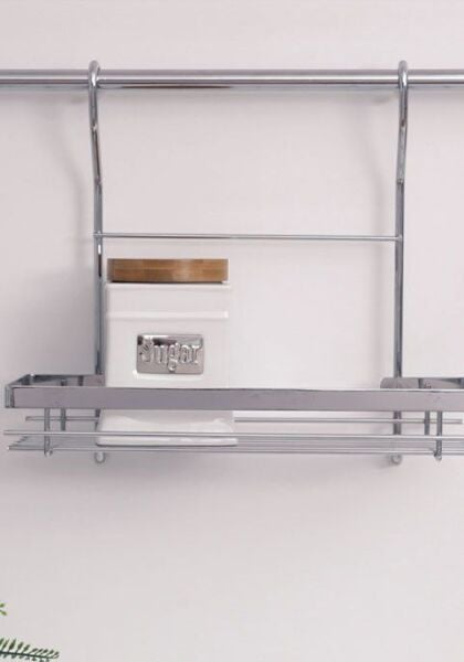 Tekli Baharatlık Büyük Raflı Krom