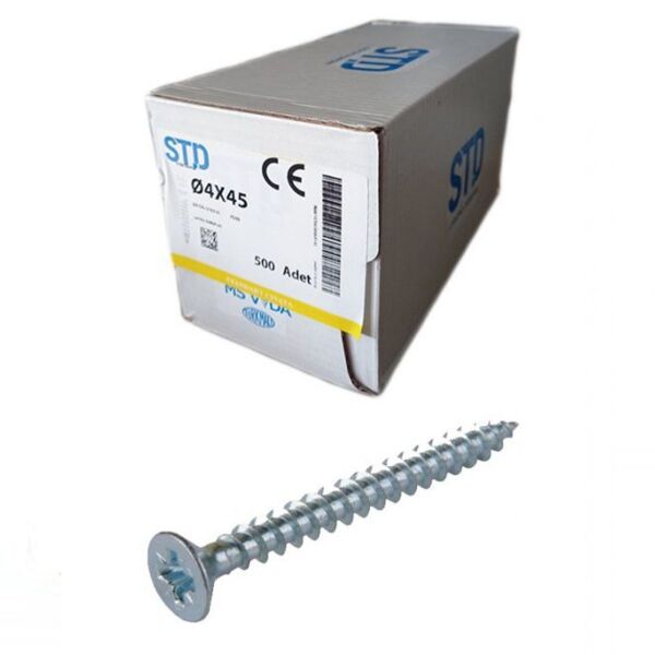 STD SUNTA VİDASI BEYAZ 4x45 (500 Adt)