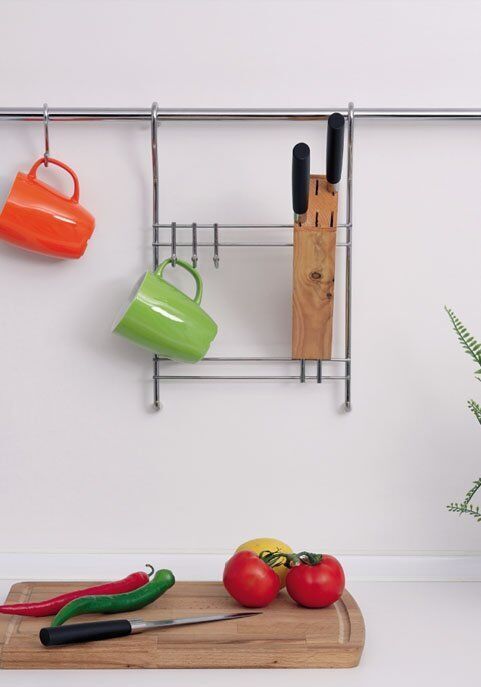 Askılı Ahşap Bıçaklık Krom