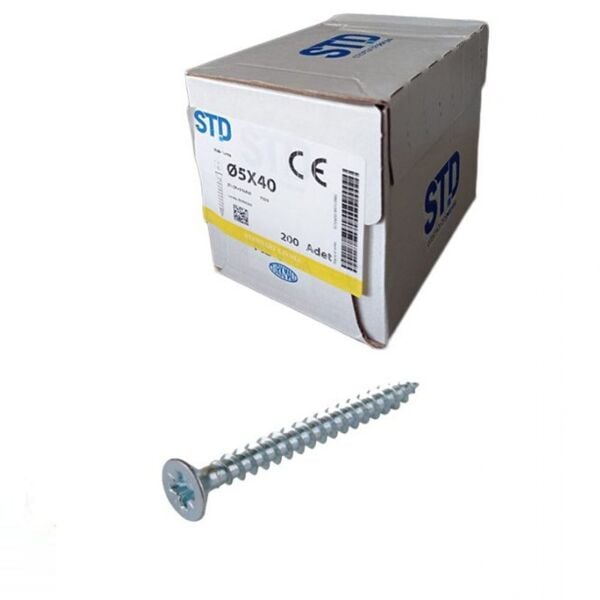 STD SUNTA VİDASI BEYAZ 5x40 (200 Adt)