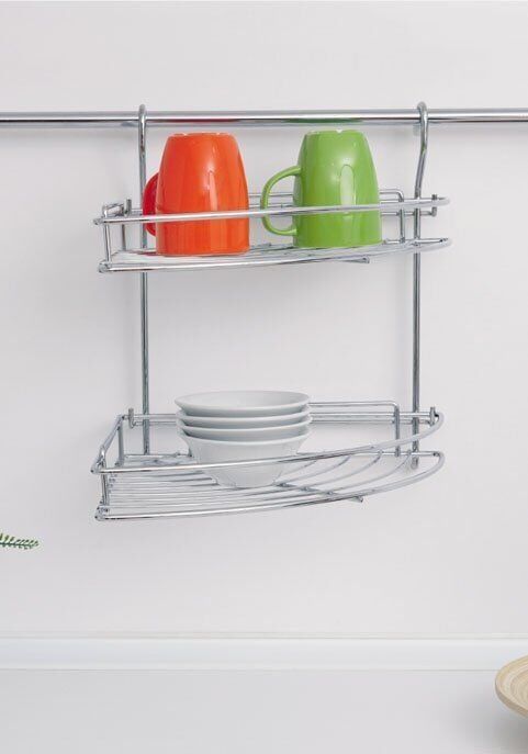 Askılı Köşe Sepeti İkili Krom