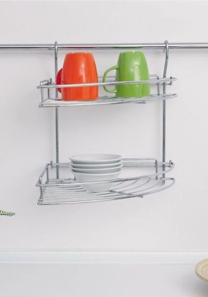 Askılı Köşe Sepeti İkili Krom