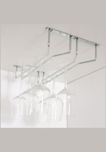 Bar Tipi Kadeh Askısı İki Bölmeli Krom