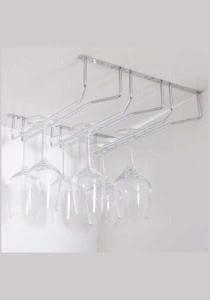 Bar Tipi Kadeh Askısı Üç Bölmeli Krom