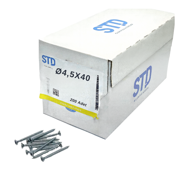 STD SUNTA VİDASI BEYAZ 4,5x40 (200 Adt)