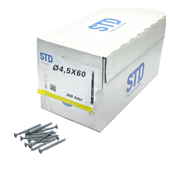 STD SUNTA VİDASI BEYAZ 4,5x60 (200 Adt)