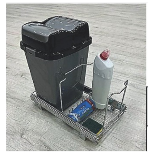 Teleskopik Raylı Plastik Gövde Taşıyıcı Bölmeli Çöp Kovası 18 lt