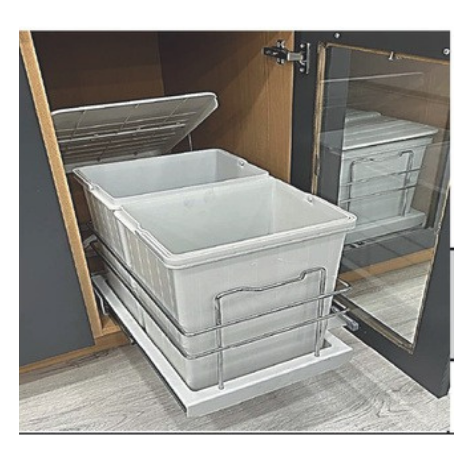 Teleskopik Raylı Plastik Gövde Çöp Kovası 14 + 14 lt