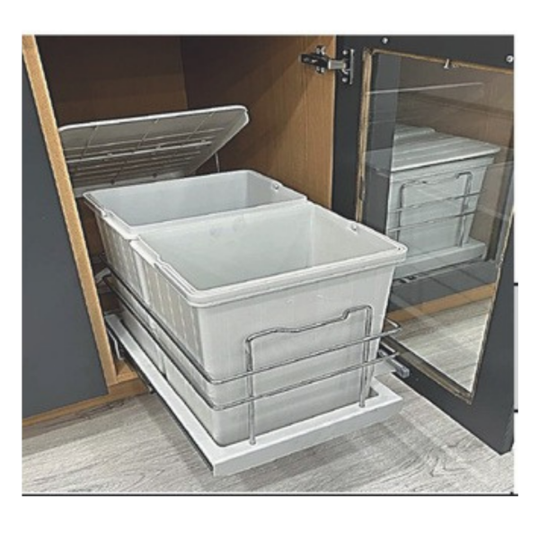 Teleskopik Raylı Plastik Gövde Çöp Kovası 14 + 14 lt