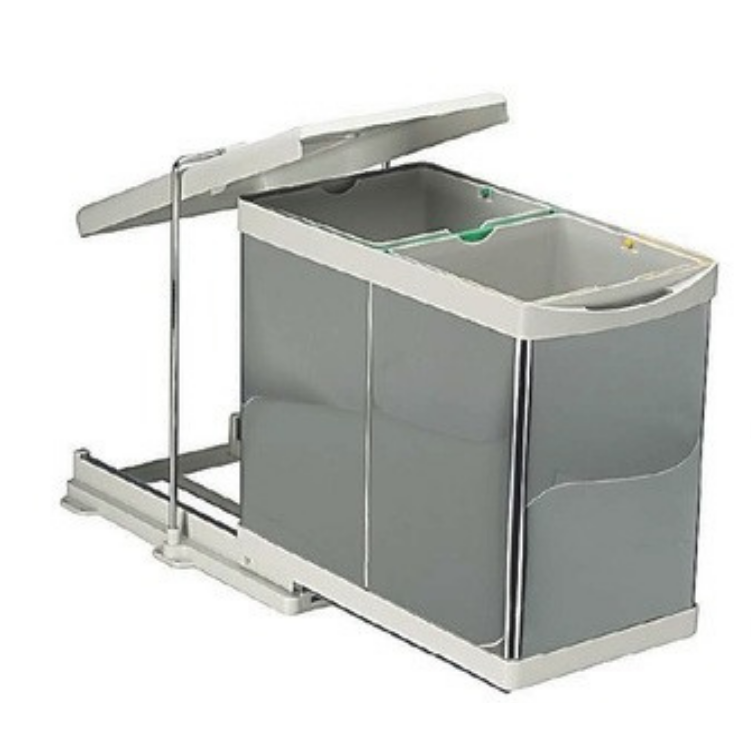 Teleskopik Raylı Paslanmaz Gövde Çöp Kovası 14 + 14 lt