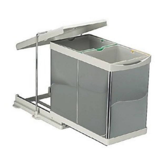 Teleskopik Raylı Paslanmaz Gövde Çöp Kovası 14 + 14 lt