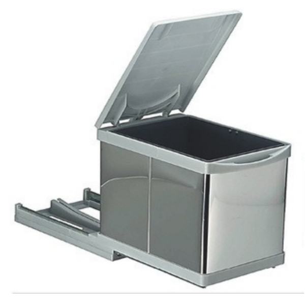 Teleskopik Raylı Paslanmaz Gövde Çöp Kovası 16 lt